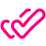Pink neon heart shape on black background.